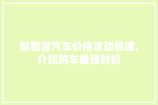 新能源汽车价格波动规律,介绍购车最佳时机