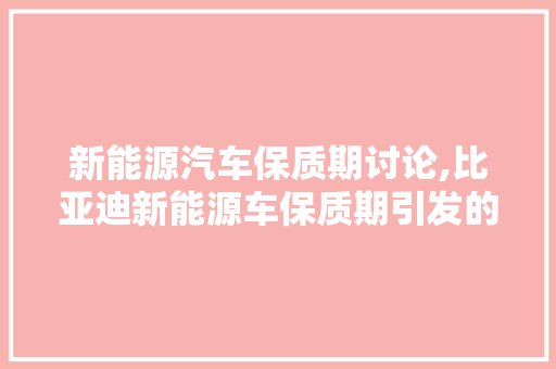 新能源汽车保质期讨论,比亚迪新能源车保质期引发的行业思考
