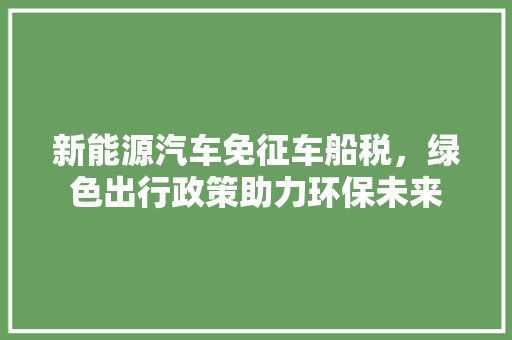新能源汽车免征车船税，绿色出行政策助力环保未来