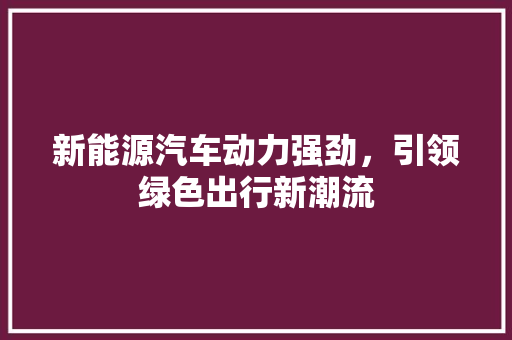 新能源汽车动力强劲，引领绿色出行新潮流