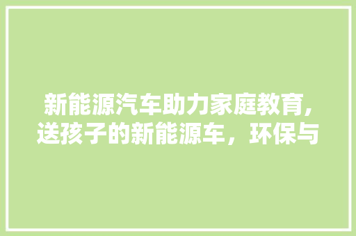 新能源汽车助力家庭教育,送孩子的新能源车，环保与智能的完美结合