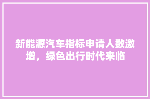 新能源汽车指标申请人数激增，绿色出行时代来临