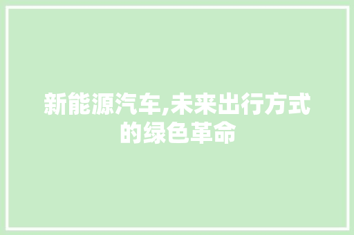 新能源汽车,未来出行方式的绿色革命