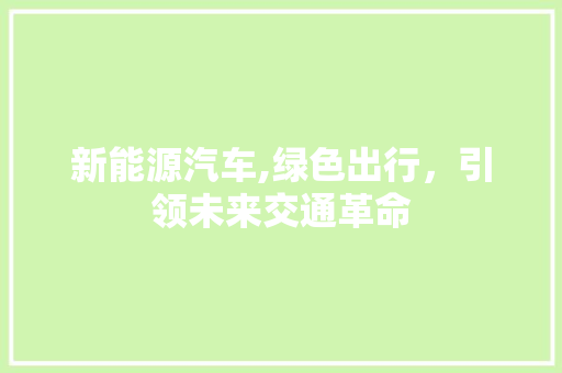 新能源汽车,绿色出行，引领未来交通革命