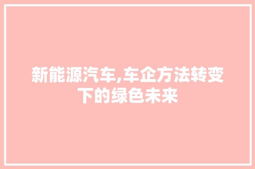 新能源汽车,车企方法转变下的绿色未来 混合动力车