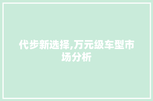 代步新选择,万元级车型市场分析