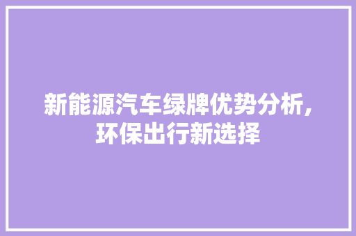 新能源汽车绿牌优势分析,环保出行新选择