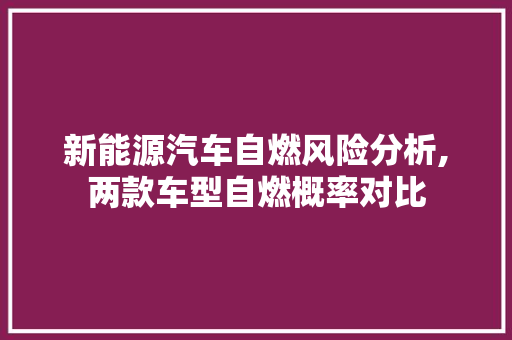 新能源汽车自燃风险分析,两款车型自燃概率对比