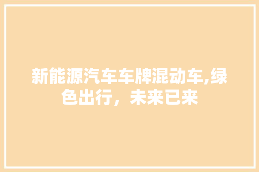 新能源汽车车牌混动车,绿色出行，未来已来 新能源汽车