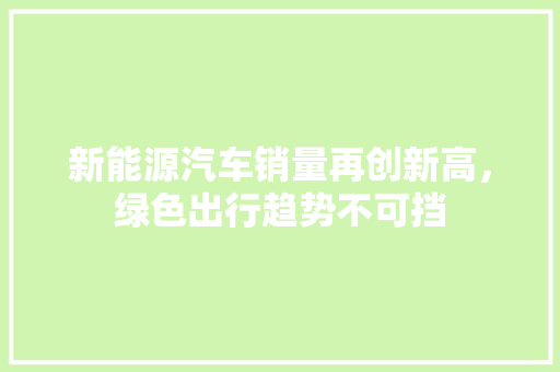 新能源汽车销量再创新高，绿色出行趋势不可挡 汽车配件