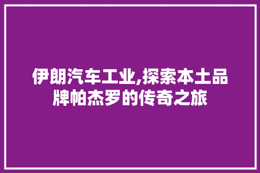 伊朗汽车工业,探索本土品牌帕杰罗的传奇之旅