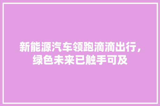 新能源汽车领跑滴滴出行，绿色未来已触手可及 汽车轮胎