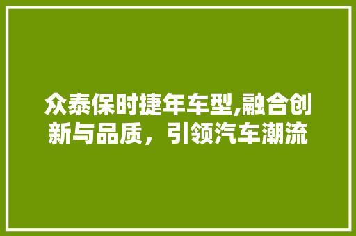 众泰保时捷年车型,融合创新与品质，引领汽车潮流