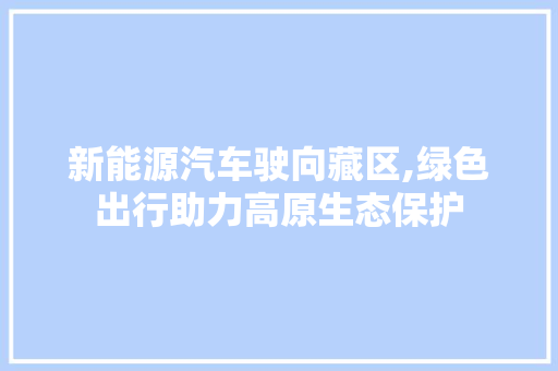 新能源汽车驶向藏区,绿色出行助力高原生态保护
