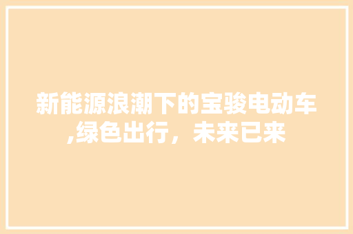 新能源浪潮下的宝骏电动车,绿色出行，未来已来