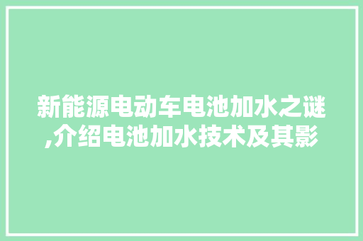 新能源电动车电池加水之谜,介绍电池加水技术及其影响