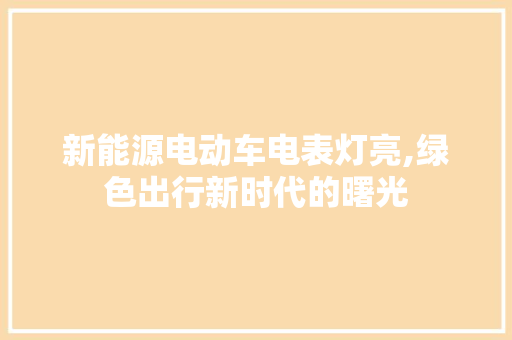 新能源电动车电表灯亮,绿色出行新时代的曙光