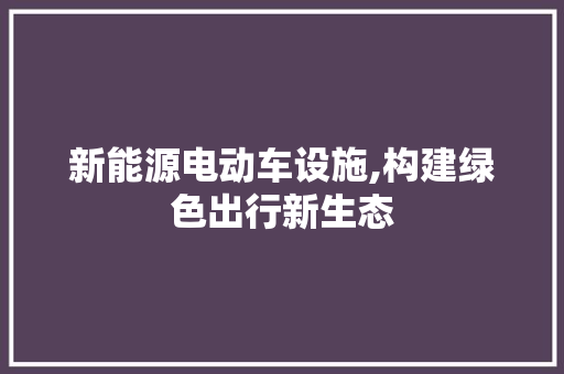 新能源电动车设施,构建绿色出行新生态
