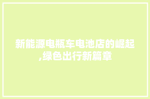新能源电瓶车电池店的崛起,绿色出行新篇章