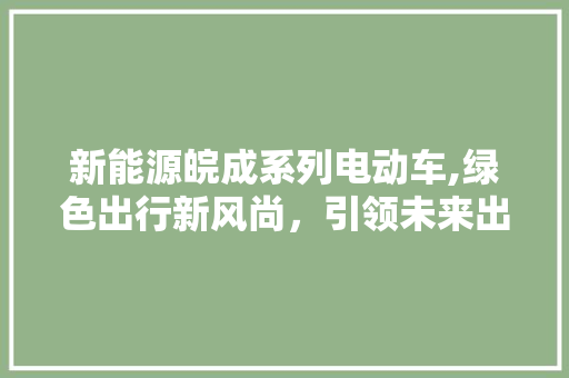 新能源皖成系列电动车,绿色出行新风尚，引领未来出行潮流