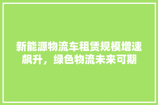 新能源物流车租赁规模增速飙升，绿色物流未来可期
