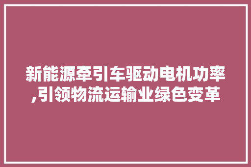 新能源牵引车驱动电机功率,引领物流运输业绿色变革
