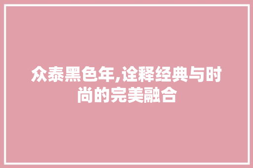 众泰黑色年,诠释经典与时尚的完美融合