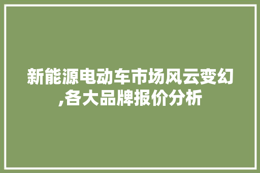 新能源电动车市场风云变幻,各大品牌报价分析