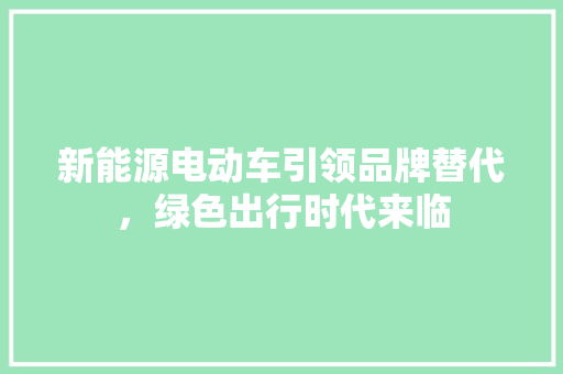 新能源电动车引领品牌替代，绿色出行时代来临