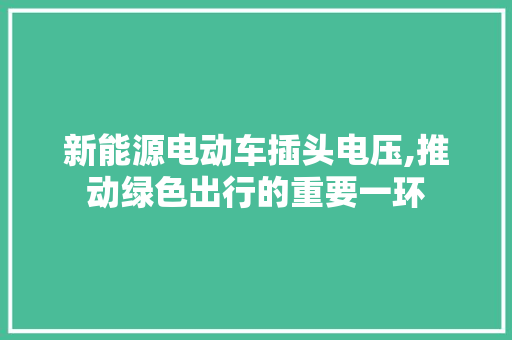 新能源电动车插头电压,推动绿色出行的重要一环