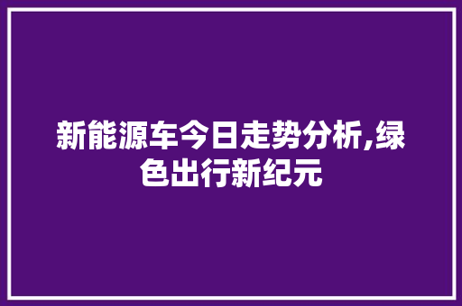 新能源车今日走势分析,绿色出行新纪元