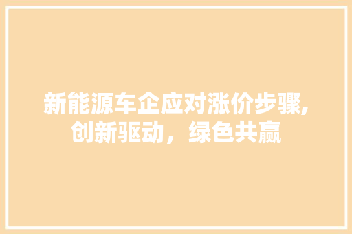 新能源车企应对涨价步骤,创新驱动，绿色共赢