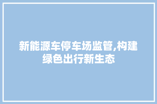 新能源车停车场监管,构建绿色出行新生态