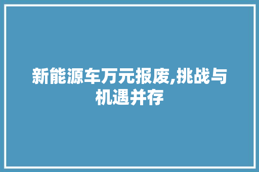新能源车万元报废,挑战与机遇并存 汽车配件