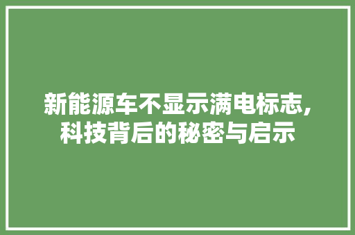 新能源车不显示满电标志,科技背后的秘密与启示