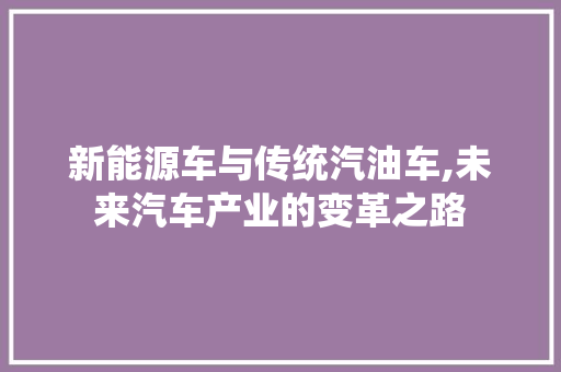 新能源车与传统汽油车,未来汽车产业的变革之路