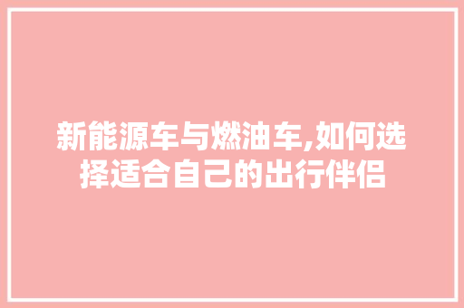 新能源车与燃油车,如何选择适合自己的出行伴侣 车载导航