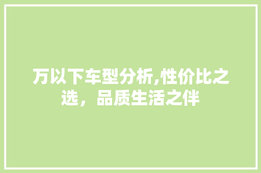 万以下车型分析,性价比之选，品质生活之伴