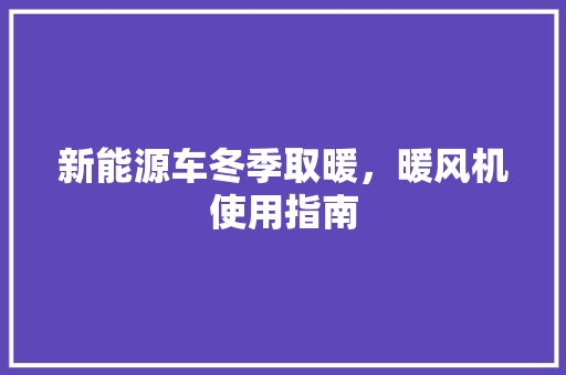 新能源车冬季取暖，暖风机使用指南 汽车配件