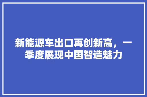 新能源车出口再创新高，一季度展现中国智造魅力