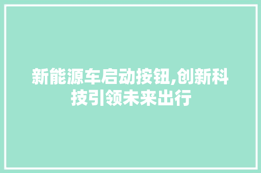 新能源车启动按钮,创新科技引领未来出行