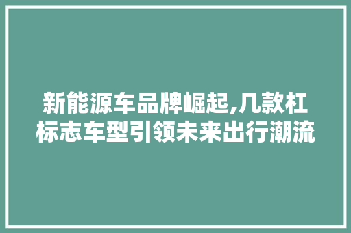 新能源车品牌崛起,几款杠标志车型引领未来出行潮流