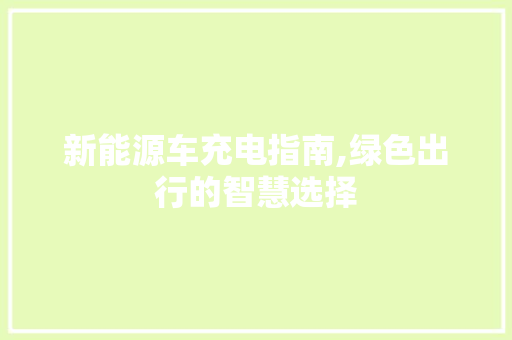 新能源车充电指南,绿色出行的智慧选择