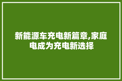 新能源车充电新篇章,家庭电成为充电新选择 车联网技术
