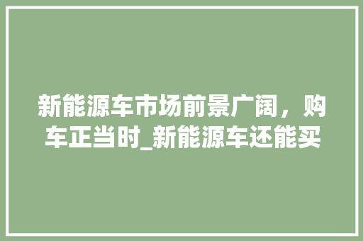 新能源车市场前景广阔，购车正当时_新能源车还能买吗
