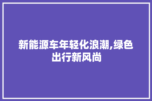 新能源车年轻化浪潮,绿色出行新风尚
