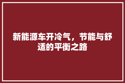 新能源车开冷气，节能与舒适的平衡之路