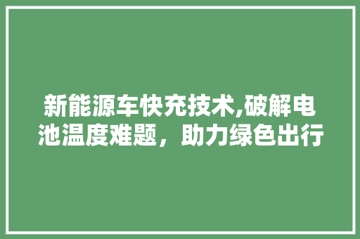 新能源车快充技术,破解电池温度难题，助力绿色出行