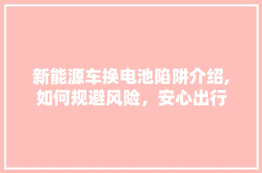 新能源车换电池陷阱介绍,如何规避风险，安心出行