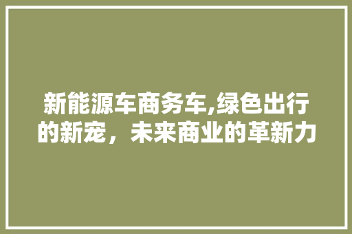 新能源车商务车,绿色出行的新宠，未来商业的革新力量